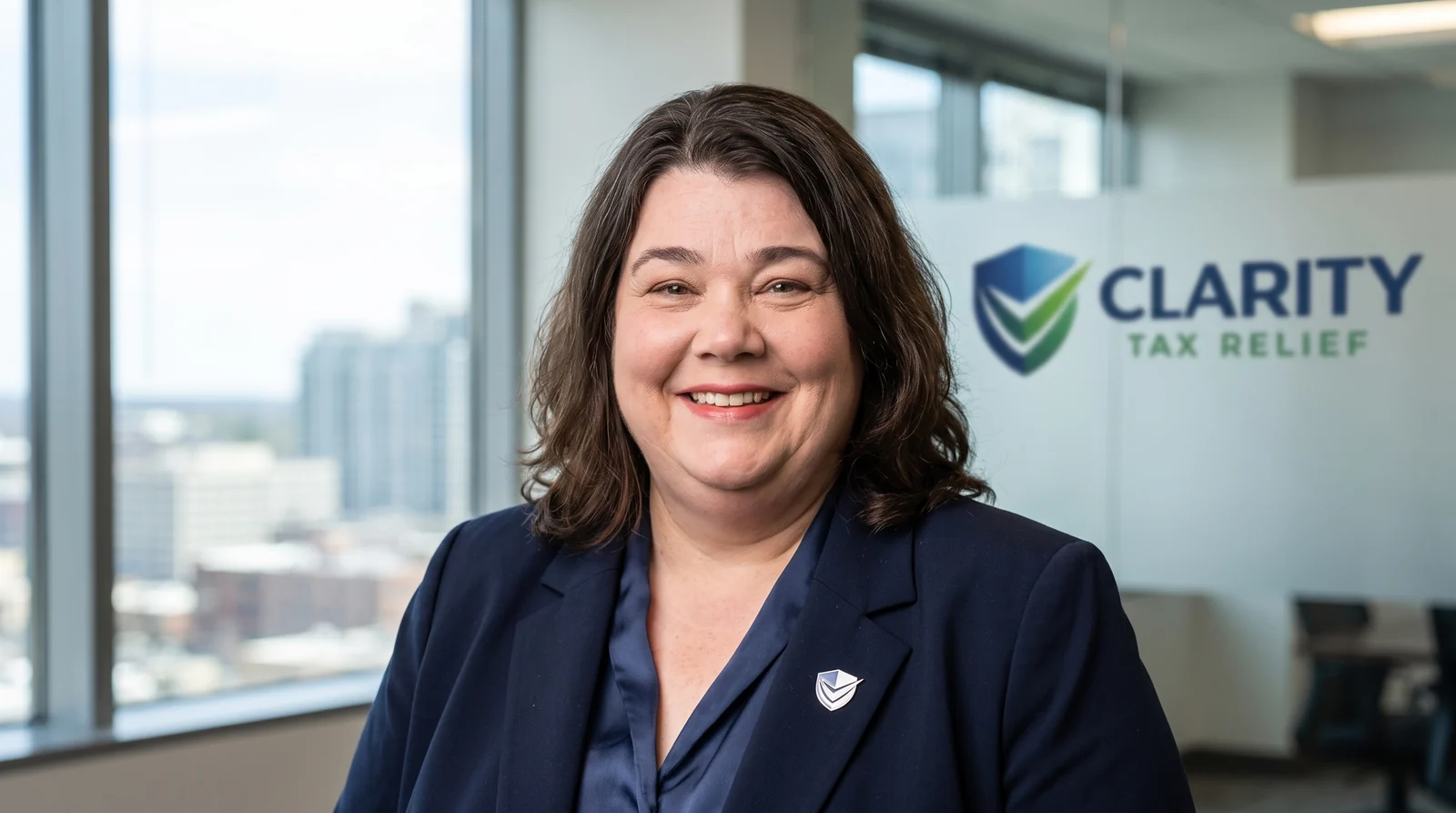 Angeline Balsitis, EA, IRS Enrolled Agent, at the Clarity Tax Relief office