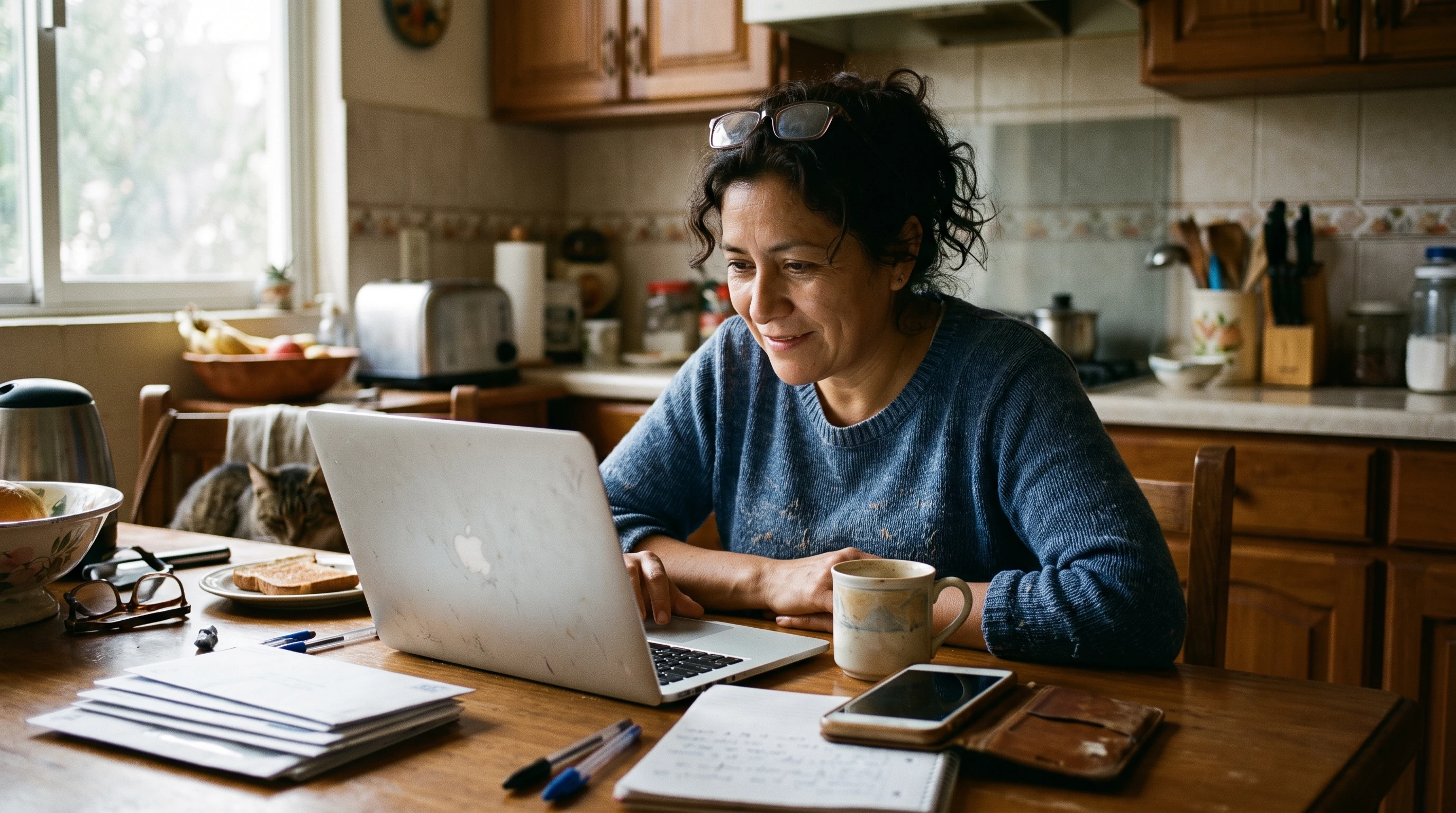 A person at home reviewing paperwork about IRS Code 846 Refund Issued.