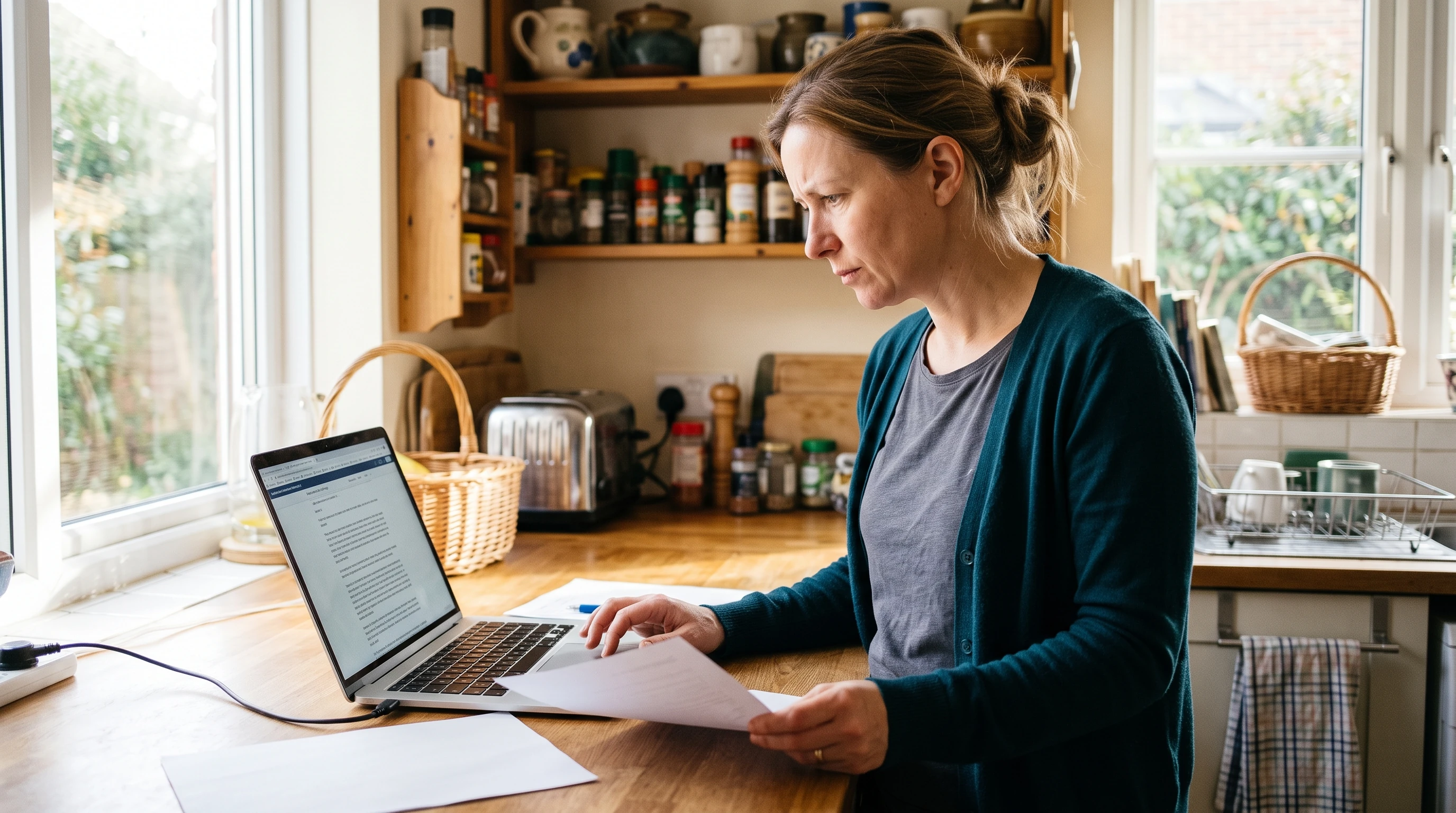 A person at home reviewing paperwork about IRS Code 971 Notice Issued.