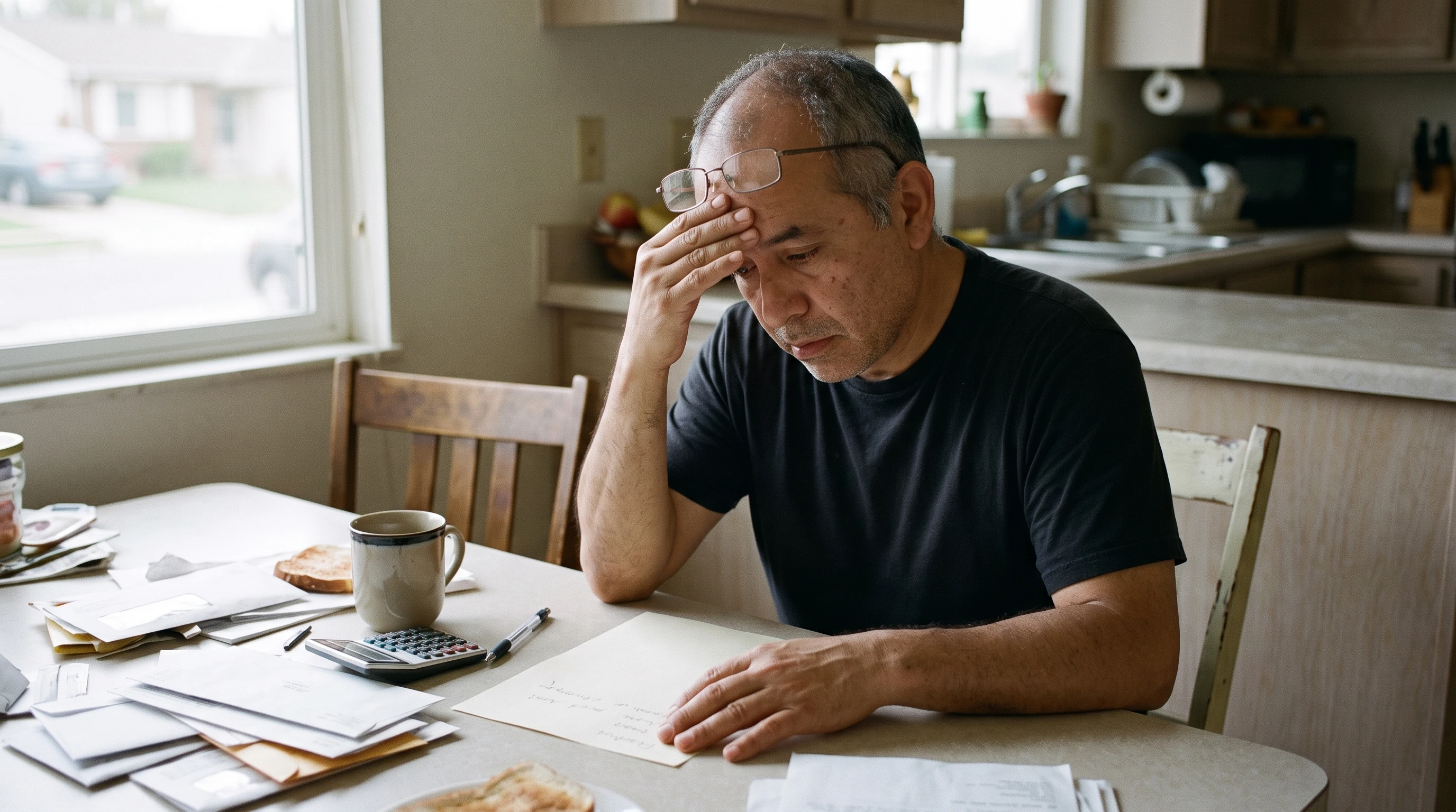 A person reviewing an IRS CP3219A notice at home.