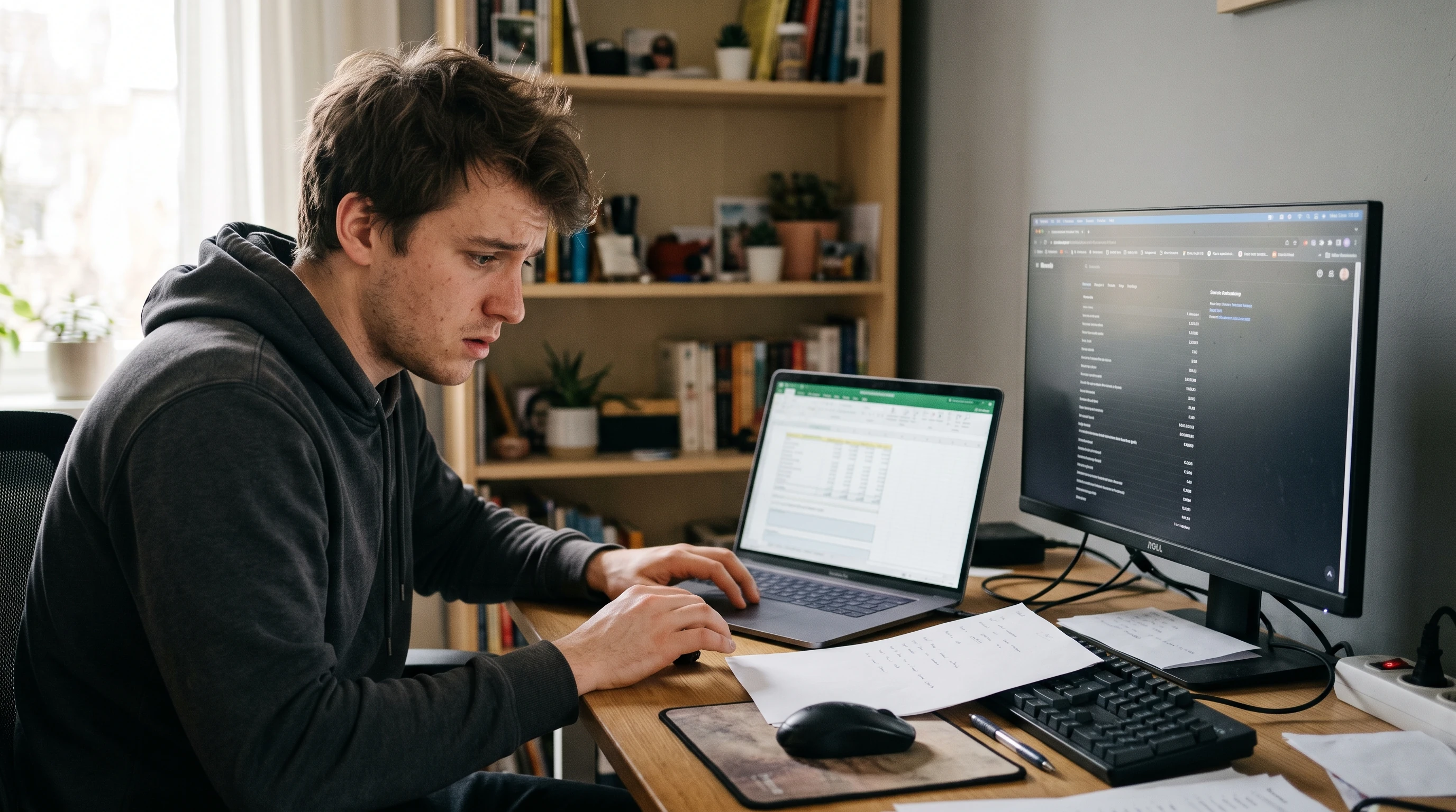 A person at home reviewing paperwork about Crypto Tax Debt Help.