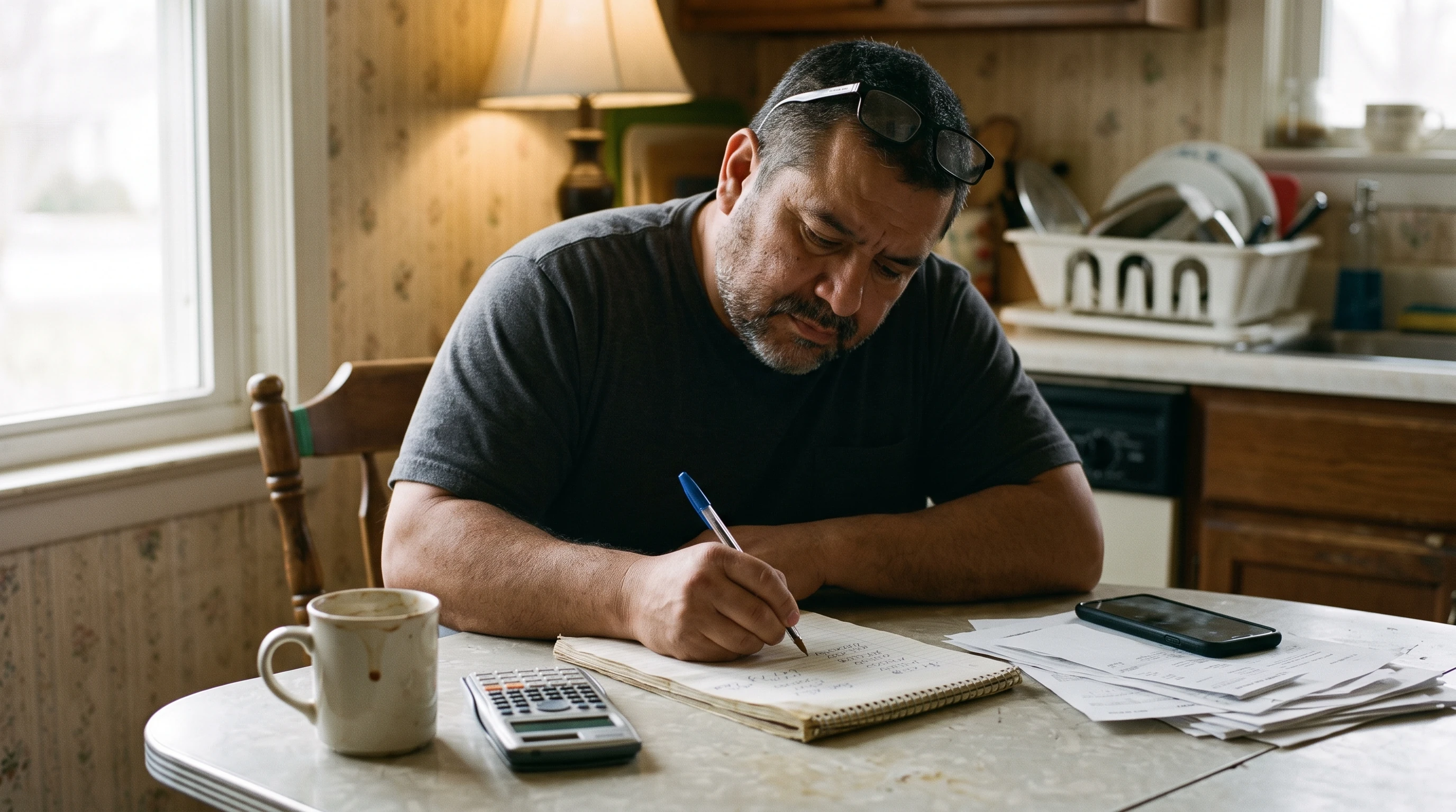 A person reviewing an IRS Form 9465 at home.