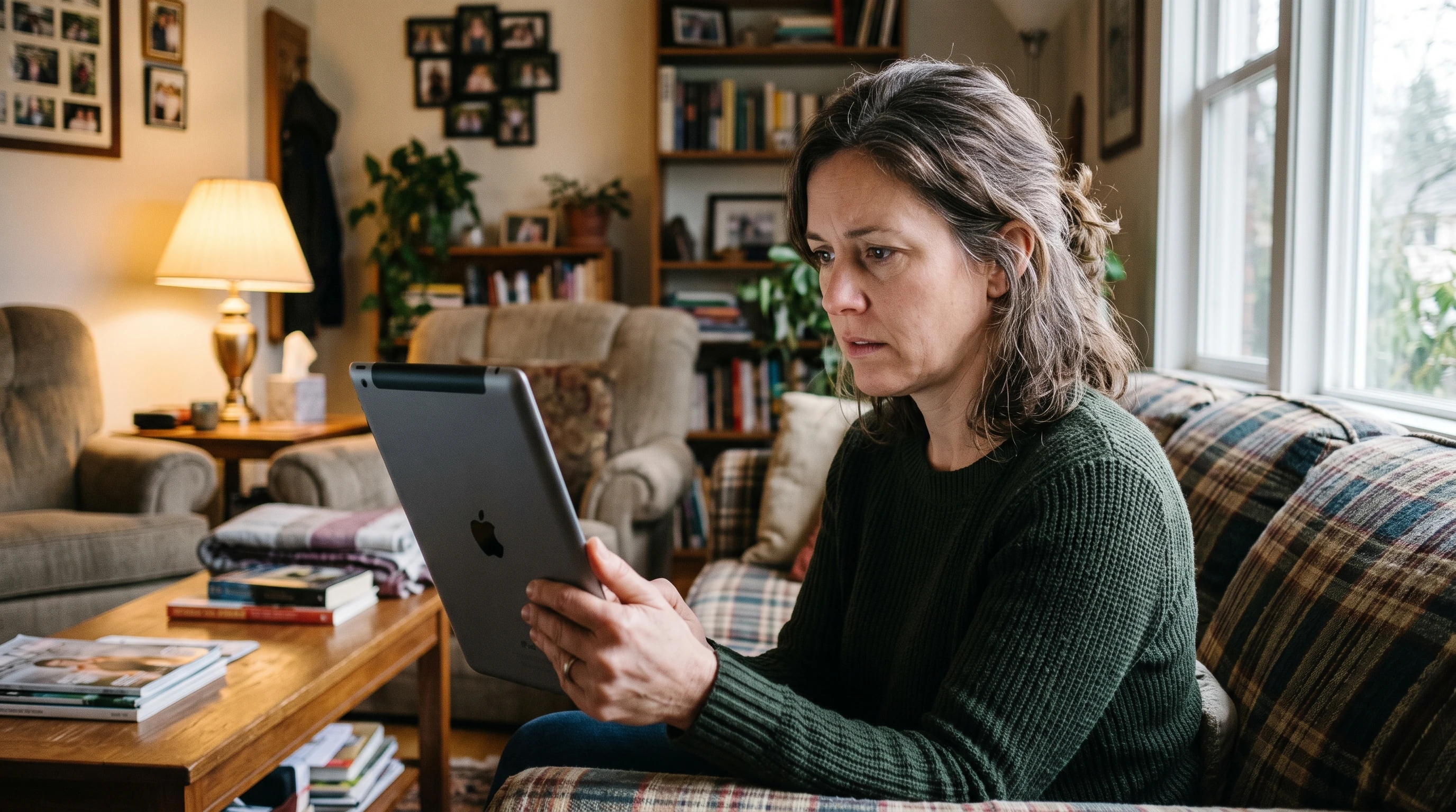 A person at home reviewing paperwork about Government Shutdown.