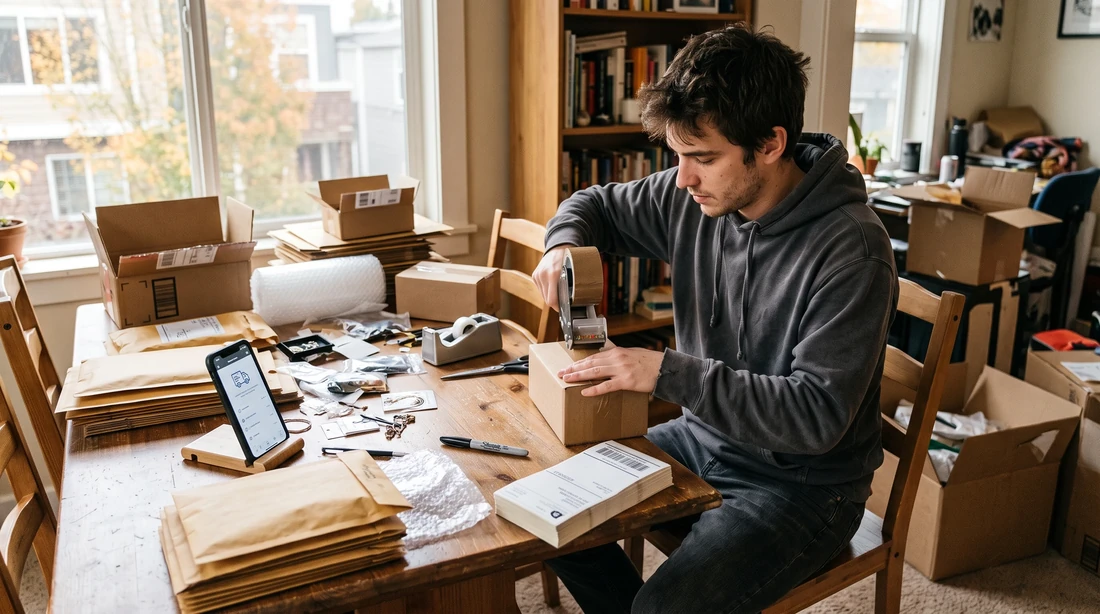 A person at home reviewing paperwork about 1099-K Threshold Changes.