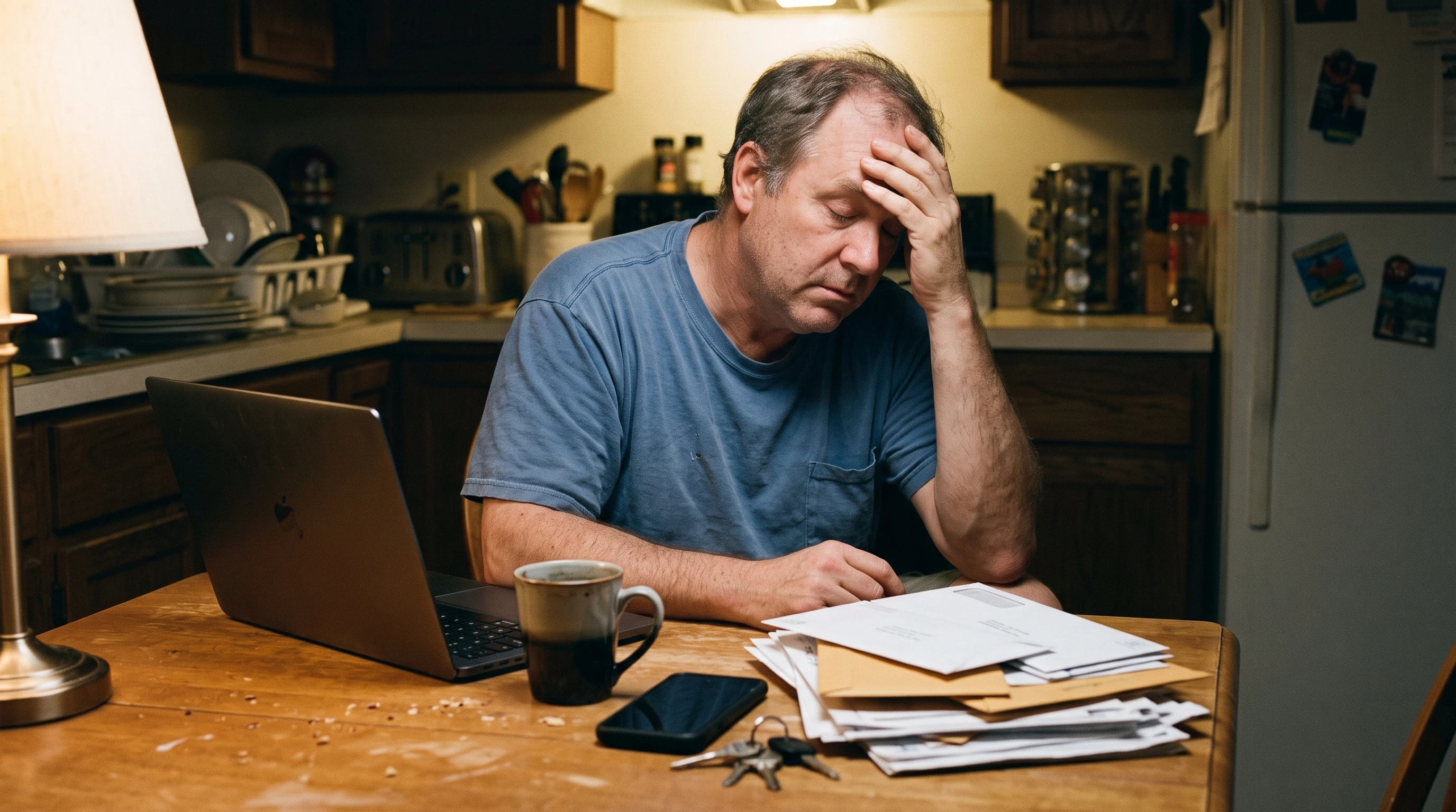 A person at home reviewing paperwork about IRS Automated Collections and AI Notices.