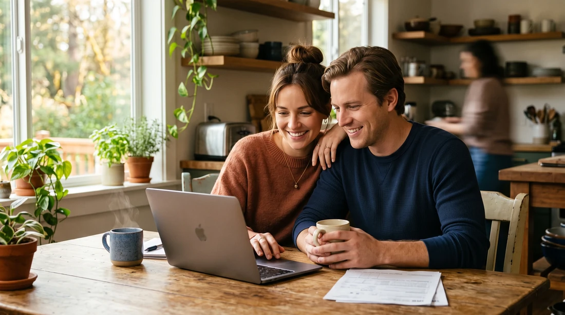 A person at home reviewing paperwork about Average Tax Refund in 2026.
