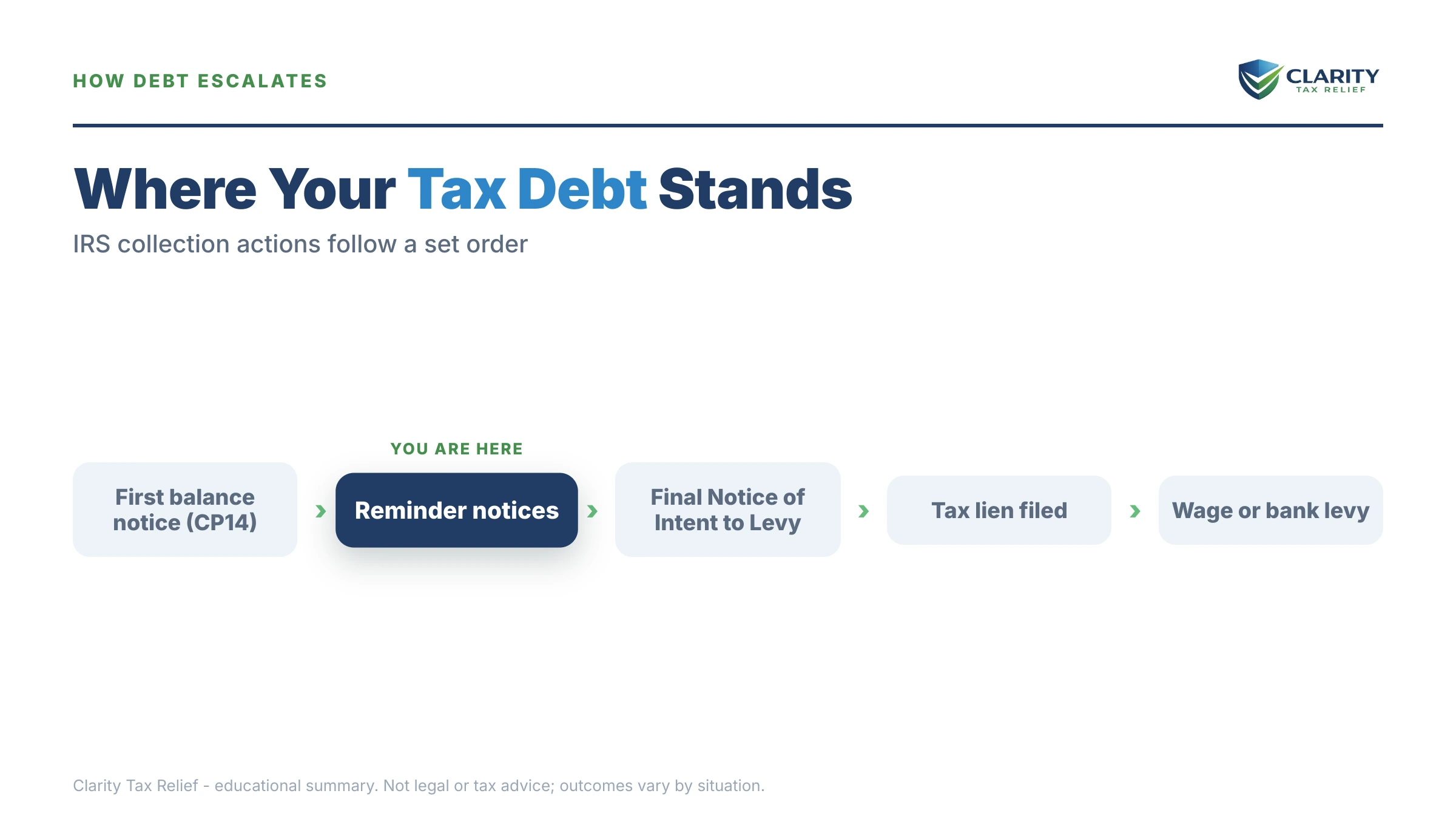 Infographic: timelines, costs and options for IRS Back Tax Debt Statistics.