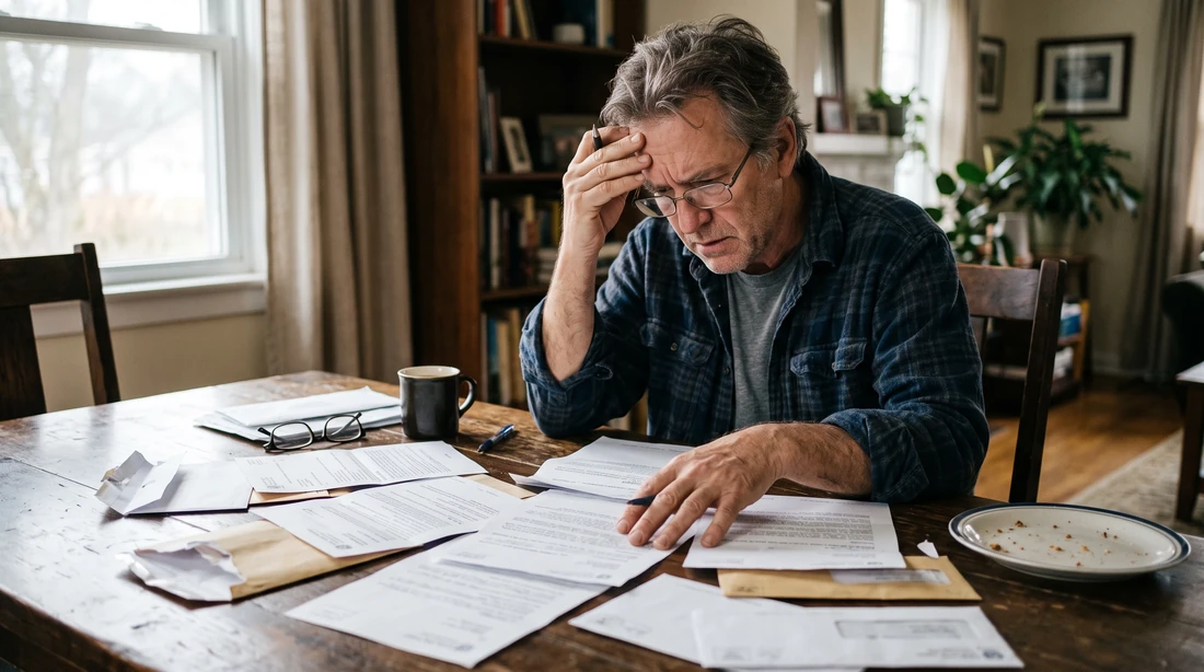 A person at home reviewing paperwork about IRS Penalties by Type.