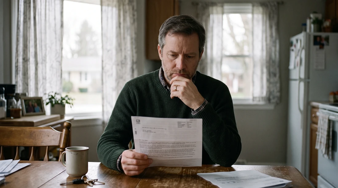 A person at home reviewing paperwork about IRS Notice of Federal Tax Lien Filings Statistics.