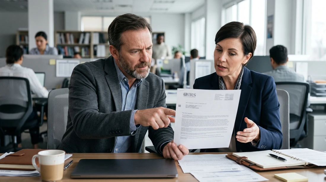 A person at home reviewing paperwork about IRS Letter 106-C.