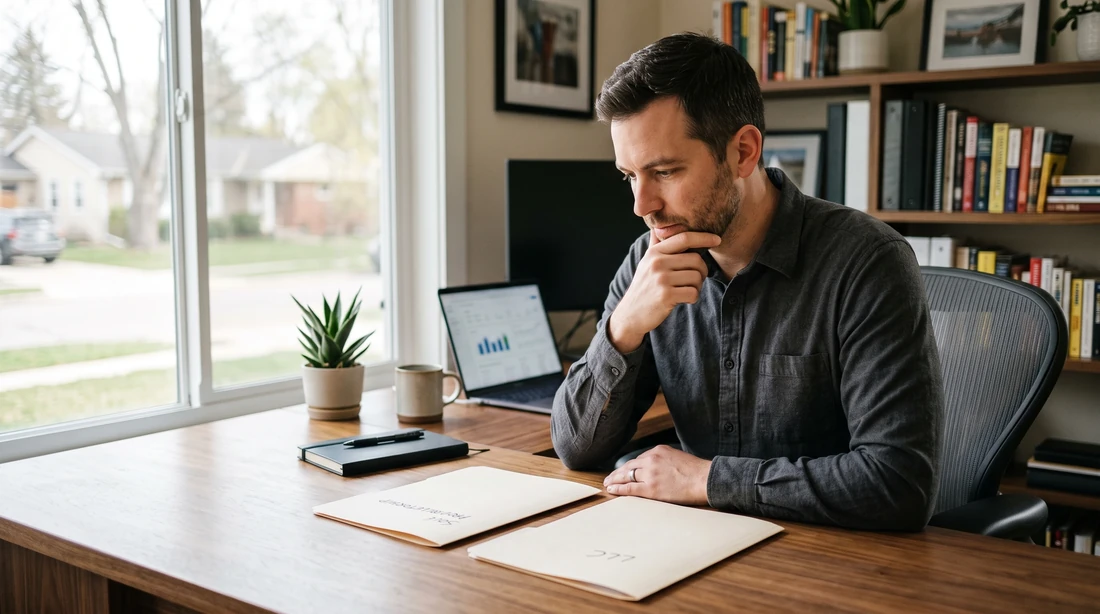 A person at home reviewing paperwork about Sole Proprietorship vs LLC Taxes in 2026.