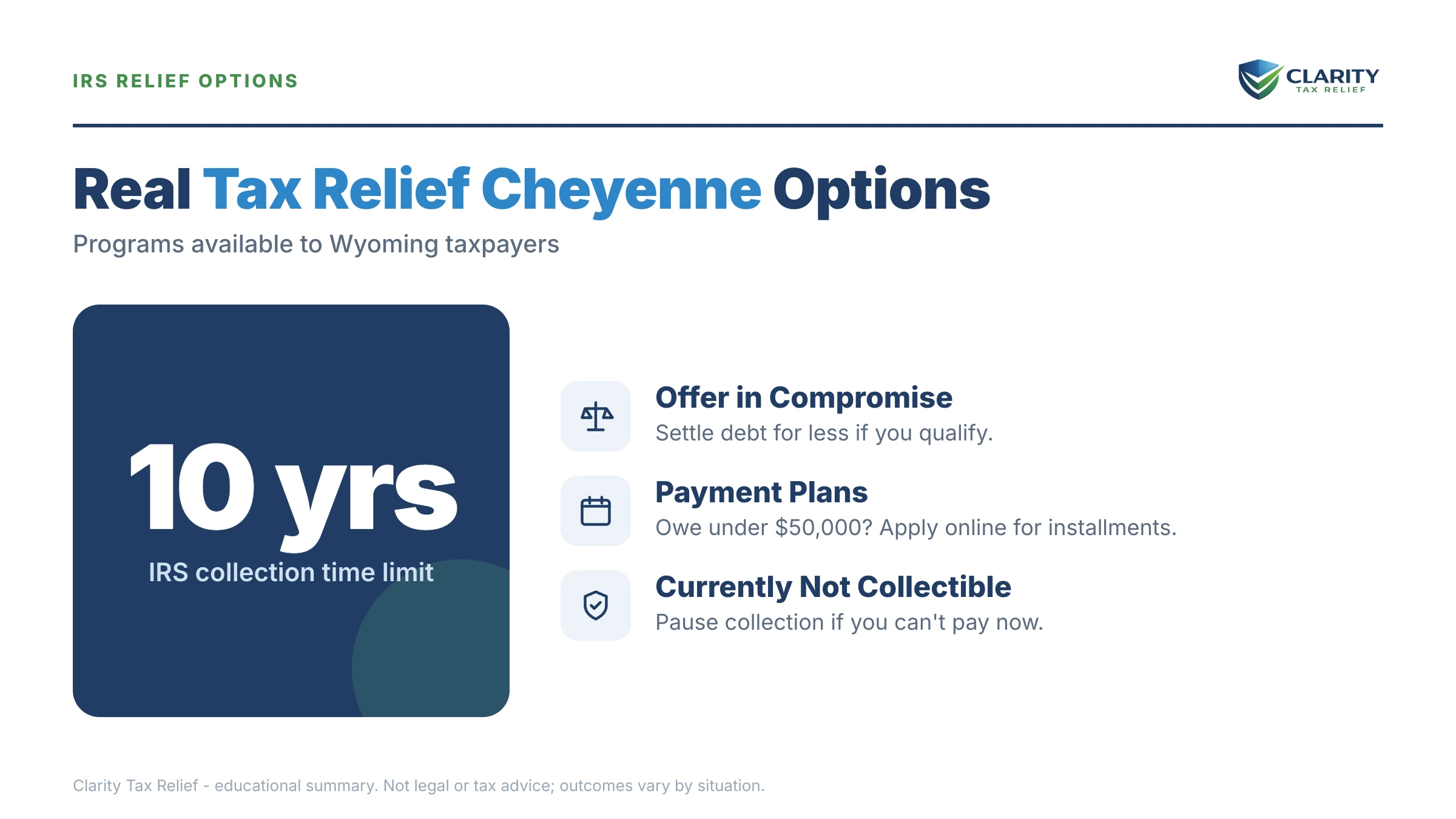 Infographic: key facts and deadlines about Tax Relief in Cheyenne, Wyoming.