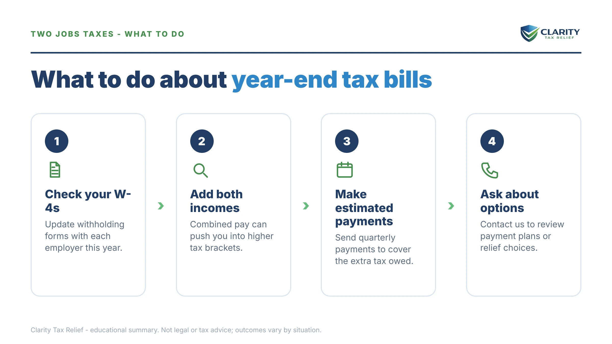 Steps to take for Two Jobs, Owe Taxes Every Year.