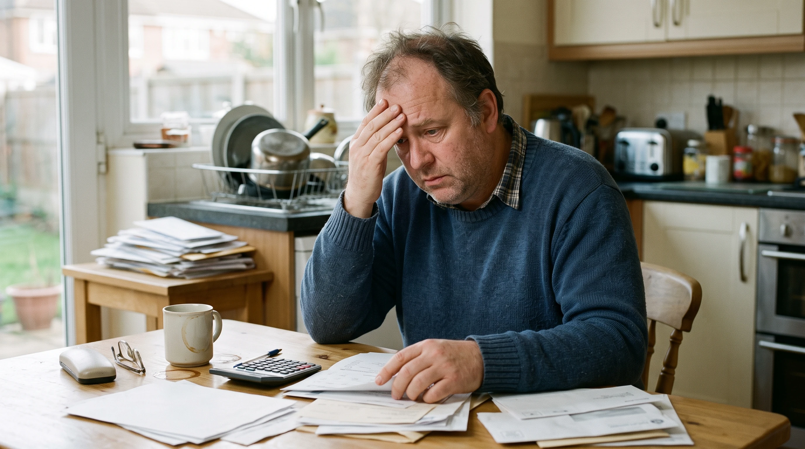 A person at home reviewing paperwork about Amended Return Processing Time When You Owe Taxes.